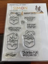 Simon Says Stamp  Pocket Full Of Happy Stamp Set Puppy Cats Dogs Birthday Thanks