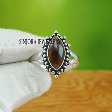 Smoky Quartz Gemstone 925 sterling silver Handmade Gift Ring US size 5 to 13