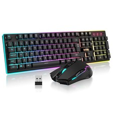 RedThunder K10 Wireless Gaming Keyboard and Mouse Combo, LED Backlit Black
