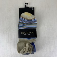 Gold Toe Socks Men  s Shoes Size 8-11 Sta-Cool 3 Pair No Show Striped Gray Black
