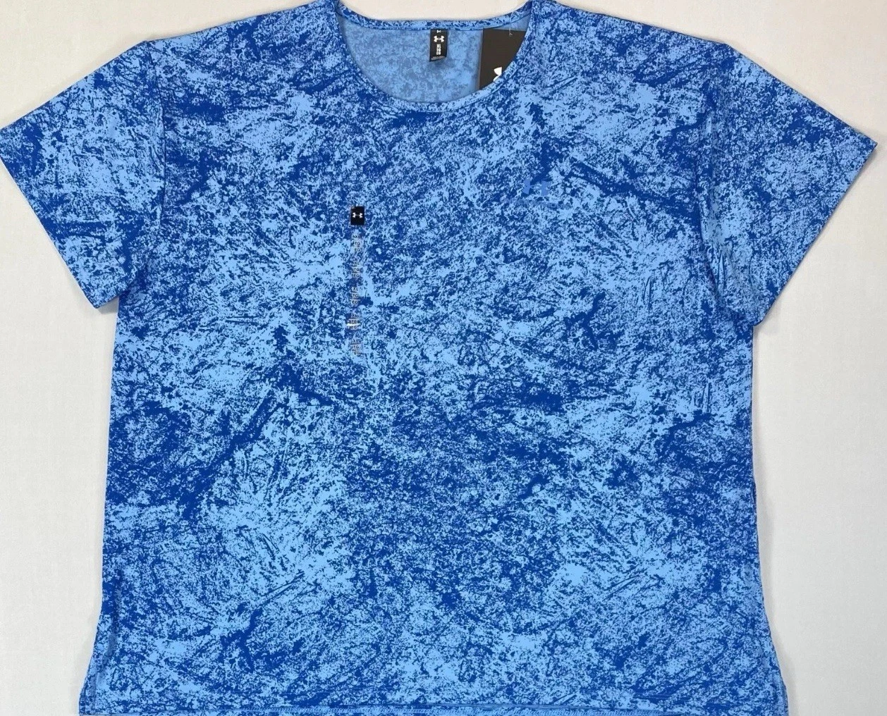 Under Armour Rush Women’s Medium Tshirt Blue Check Medium Poly Spandex Loose Fit
