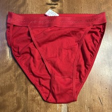 VINTAGE VICTORIA SECRET 100 COTTON THICK WAISTBAND HI CUT BRIEF PANTY Med