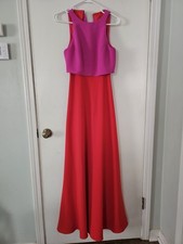 Women's Calvin Klein Colorblock Red and Pink Formal Dress Size 2 Sleeveless EUC