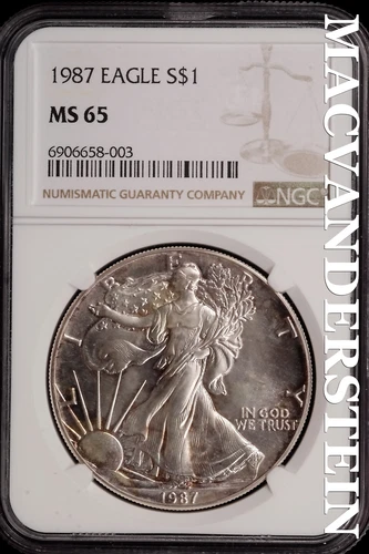1987 American Silver Eagle One Dollar-NGC MS 65 Choice Gem BU No Reserve #SLL537