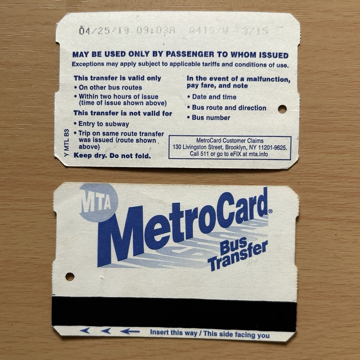 MTA Bus Transfer MetroCard. FOR COLLECTERS!!! | eBay
