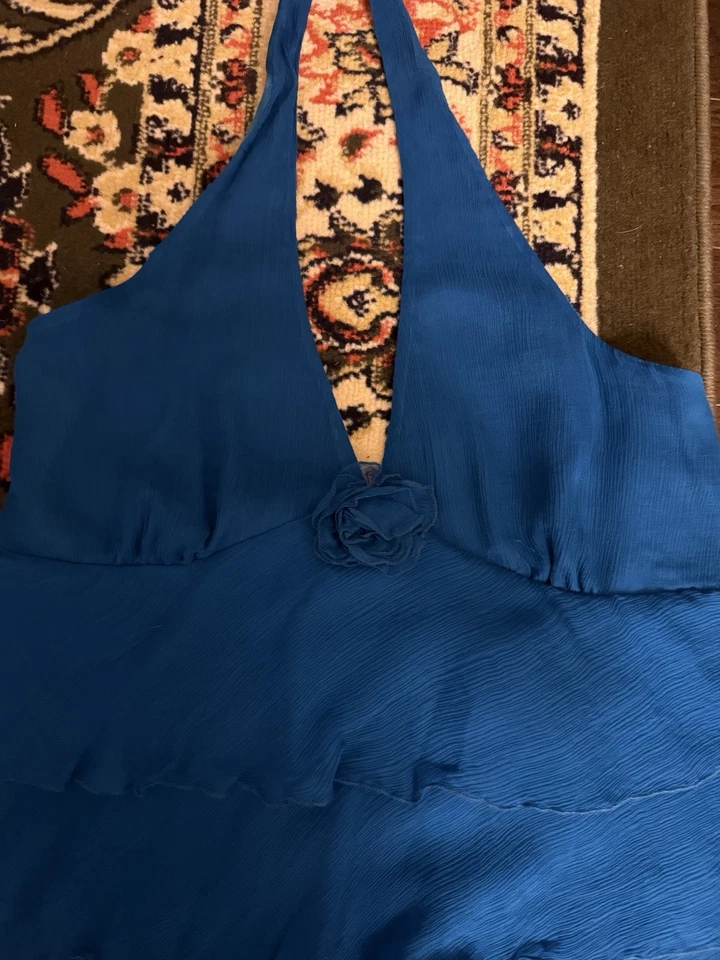 Top halter vintage y2k seda spenser jeremy seda azul talla L Foto 2 de 4