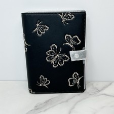Coach Butterfly Black Leather Notebook NWT 2025 Silver Embossed CCF42 Sold Out