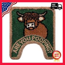 Highland Cow Bathroom Rug are You Pooping Funny Toilet Mats for Bathroom U Sh...