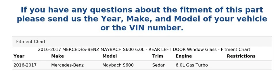 Mercedes-Benz Maybach S600 2016-2017 6,0 L - puerta trasera izquierda ventana cristal Foto 4 de 4