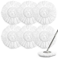 6 Pack Spin Mop Replacement Head for 360° Spin Mop System, Standard Size Roun...