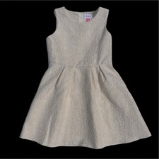 NWOT Girl  s Ivory With Gold Accents Sleeveless Party Dress By Place, Size 12