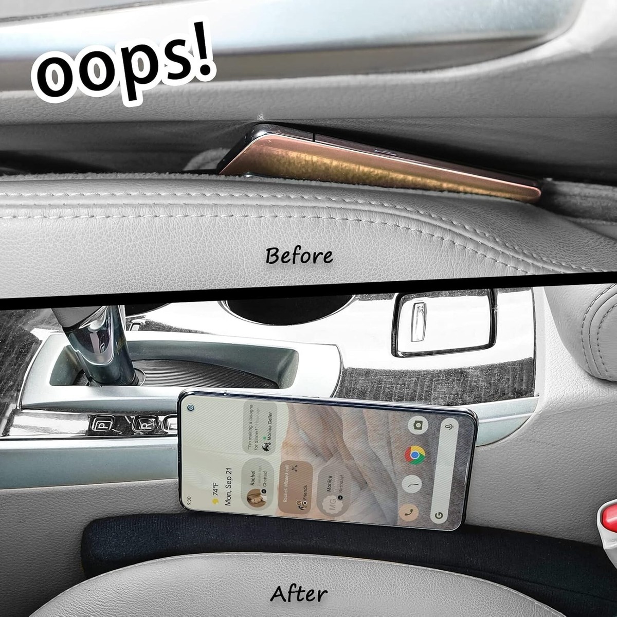 2 Pcs FKiZanthene Car Seat Gap Filler Organizer, Black Car Seat Gap Filler, Universal Non-Slip Protector To Stop Items Falling Between Seats - Online Marketplace