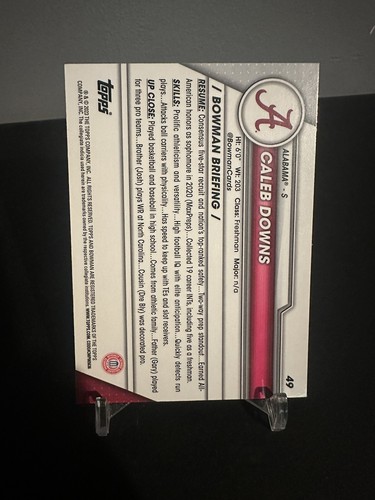 Caleb Downs 2023 Bowman University Chrome #49 Alabama Crimson Tide - Picture 2 of 2
