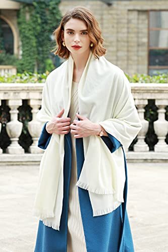 RIIQIICHY Scarfs for Women Pashmina Shawl Wraps for Evening Dresses Women  Ivory