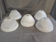 Vintage Glass Alabaster Light Shade Ceiling Fan Frosted Clear Swirl Set Of 5 