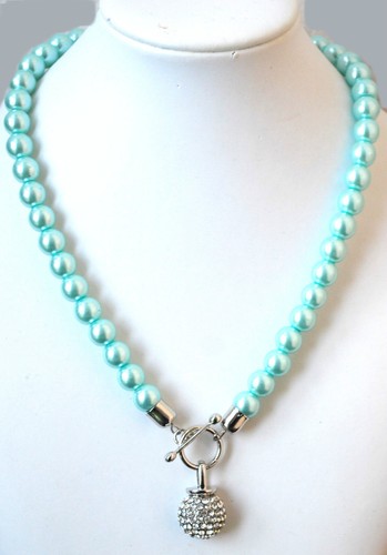 Perlenkette Herz Strass Paris Kette Halskette Anhänger Kristall Perlen Glas - Bild 7 von 35
