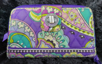 Vera Bradley Wallet Turn Lock Clutch Purple Floral READ & SEE PICS!!!