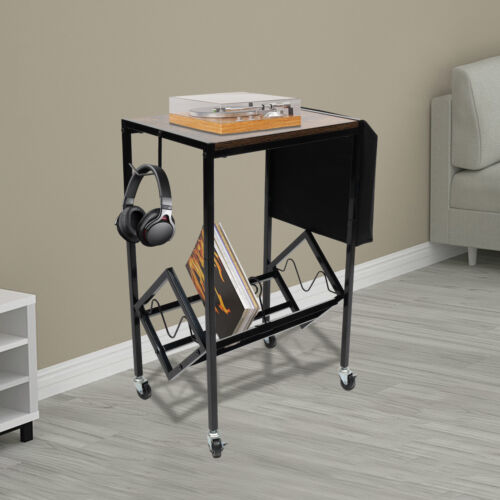 2 Tier Media Mobile Shelf DVD Tower Rack Game CD Display Organizer Stand Holder