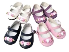 Footwear, Baby Doll Mary Jane Shoes - Rose Flowers, 6 Colors, 18-Inch Dolls