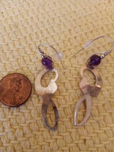 Lovely Handcrafted Sterling And Amythyst Bead Earrings - Picture 3 of 4