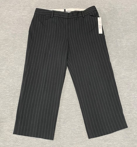 Tahari Pants Womens Size 6 Dress Pants Cropped Pinstriped Black Casual Work Pant