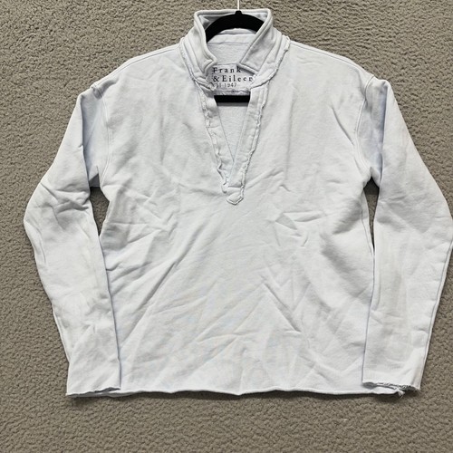 Frank & Eileen Top Womens S Baby Blue Patrick Popover Triple Fleece Minimalist