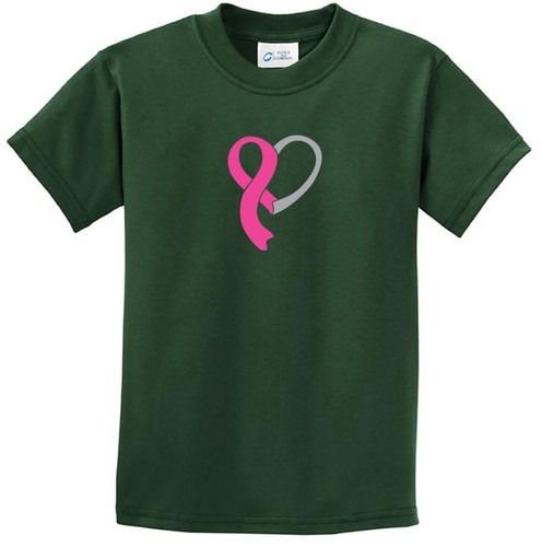 Kids T-Shirt Breast Cancer Awareness Shirt Ribbon Heart - Picture 7 of 12
