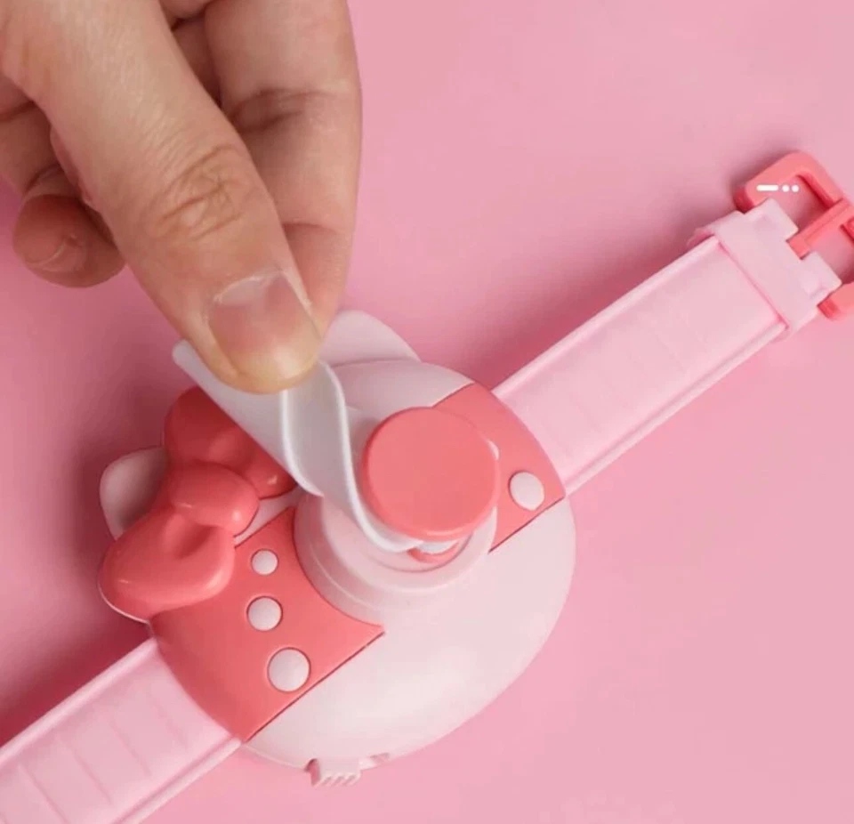 Mini ventilador de reloj pequeño silencioso portátil recargable USB HelloKitty Foto 4 de 4