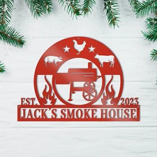 Custom Smokehouse Metal Sign, Metal Backyard Wall Decor, Bar Welcome Sign
