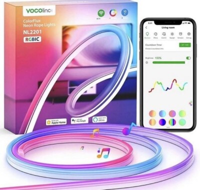 VOCOlinc NL2201 Neon Rope Light 3m RGBIC LED Licht Smart Home IP67 Alexa Google