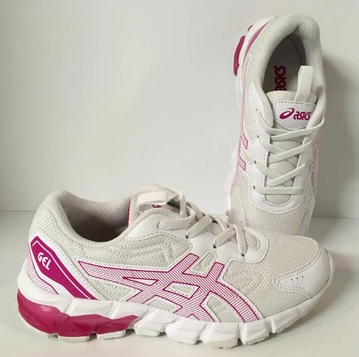 Ragazze ASICS GEL QUANTUM 90 PS BIANCO ROSA RAVE indossate solo una volta a scuola taglia 1