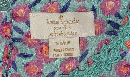 Kate Spade Girl's Floral Chiffon Trapeze Dress, Blue & Pink, Fully Lined Size 10 - Picture 6 of 8