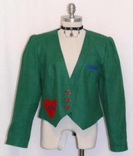 ZEILER / GREEN LINEN German SUMMER Women HEARTS Dress Suit JACKET Over Coat M