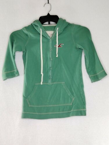 Hollister Girls Size Small Green Hooded With Logo Drawstring Sweatshirt