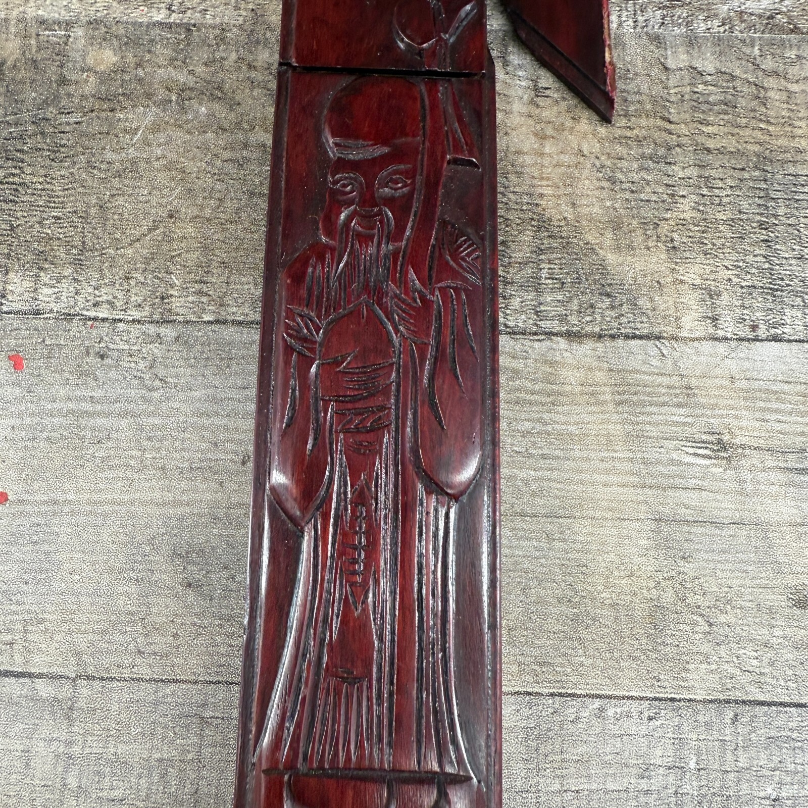 Vintage Chinese Red Wood Collectable Chopsticks With Case 5 Pairs