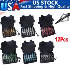 12Pack 100 Grain 3 Fixed Blade Archery Hunting Broadheads with Case Arrow Head