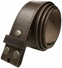 Vintage Style Genuine Leather Brown Belt Strap 1-1/2"(38mm) Wide with Snaps