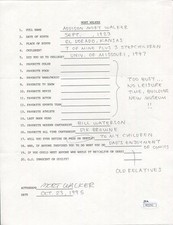 MORT WALKER HAND SIGNED+FILLED OUT 20 QUESTIONS        BEETLE BAILEY       JSA