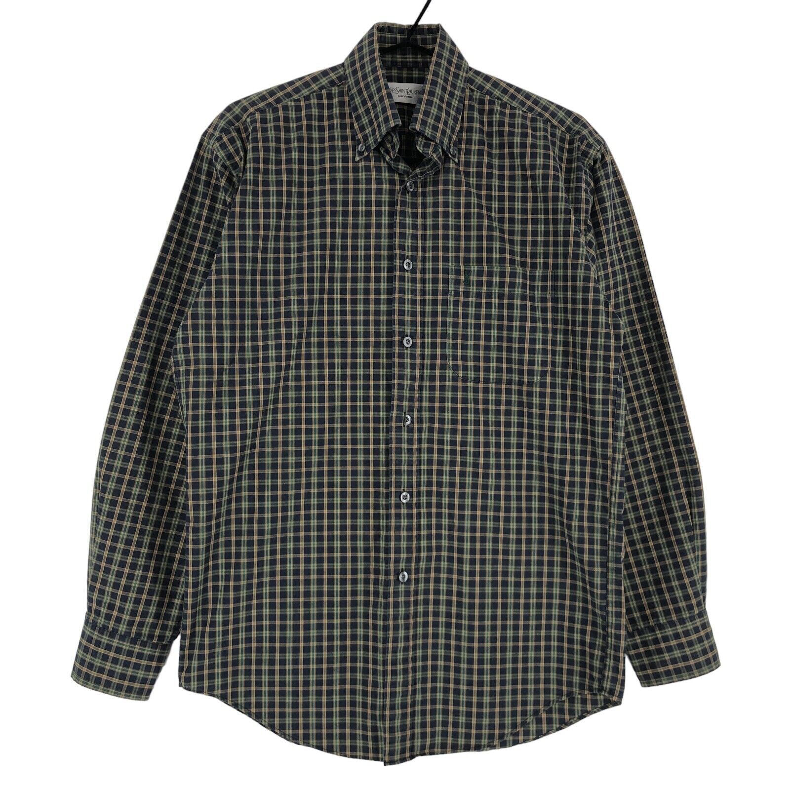 Camicia Vintage YVES SAINT LAURENT Casual Formale A Quadri Taglia XS (37 14)