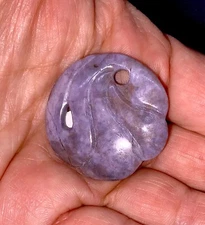 ** Purple Jade Free Form Petal Pendant** Carved Natural Stone, Undyed