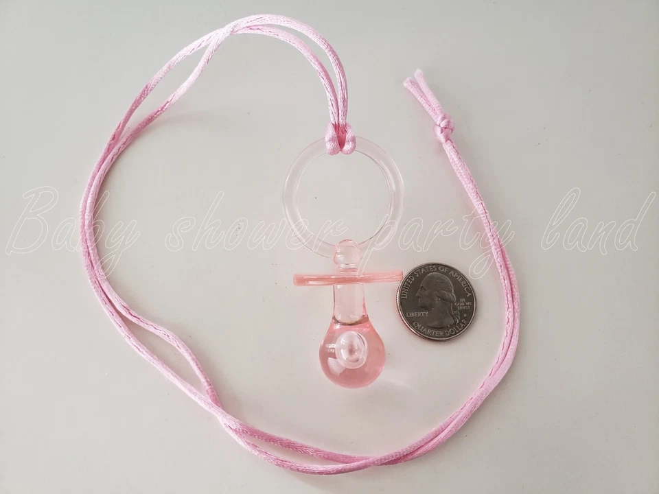 12 Pink Pacifier Necklaces Baby Shower It's a Girl Game Favors Prizes Decoration - Image 2 of 4