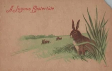 A Joyous Eastertide Bunny Rabbit Religious Vintage Divided Back Post Card