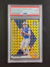2021 Panini Mosaic Draft Picks Zach Wilson Gold /10 - PSA 9 - NY Jets