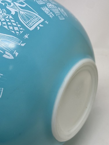 Pyrex Amish Butterprint 444 Turquoise 4 qt Cinderella Mixing Bowl MCM Vintage - Picture 14 of 16