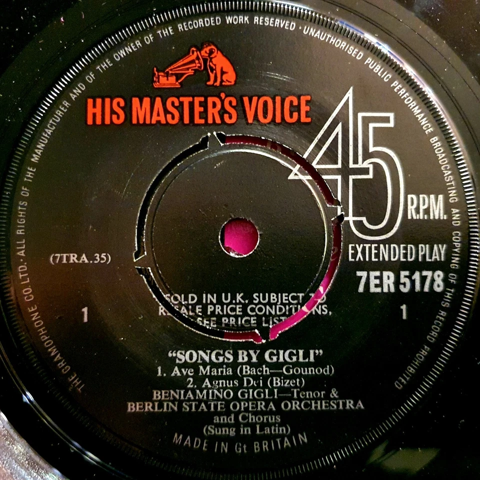 Beniamino Gigli - Songs By Gigli - Near Mint 7" EP - Image 3 of 4