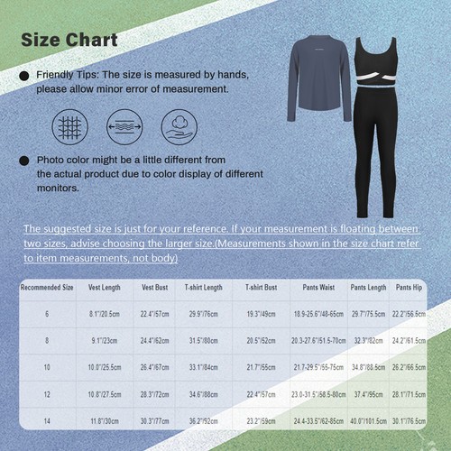 Kids Girls Sports Set Exercise Leotard Long Sleeve T-Shirt T-shirt Sportswear - Picture 45 of 59