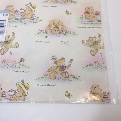 Osos de peluche vintage sello embajador papel de envolver 2 hojas rosa - Imagen 3 de 4