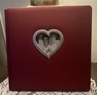 Burgundy Vinyl Scrapbook Album , Metal Heart Shaped Photo Insert Nip