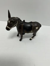 Cast Iron Donkey with Saddle Coin Still Bank Original A C Williams