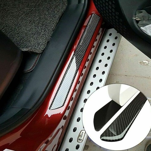 Carbon Fiber Door Sill Guards Scratch Protection Stickers 4-Piece Car Door Sill Protectors - Carbon Fiber Vinyl Scratch Guards In Blue Carbon Fiber Door Guards - Foto 8